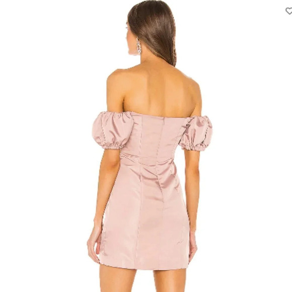 NBD Revolve Rianne Off Shoulder Puff Sleeve Mini Dress Mauve Sz S - Picture 2 of 10